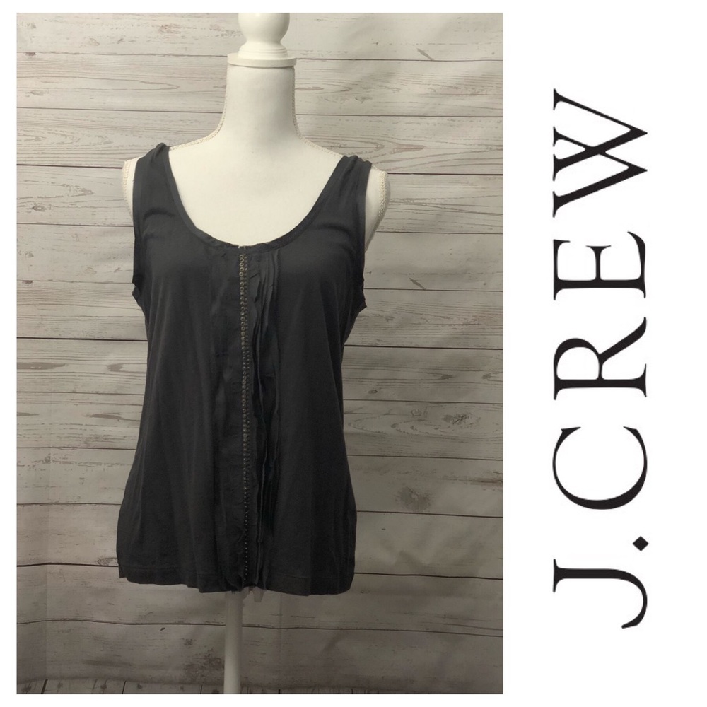 [ J. Crew ] Silk Embellished Dark Gray Tank Blouse